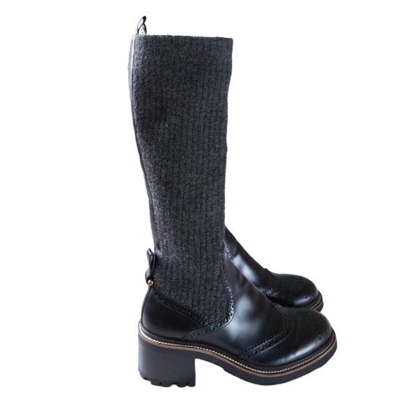 CHLOÉ Black & Grey Franne Sock Boots - Size EU 37 / US 6.5 - 7 - EUC - Picture 3 of 16